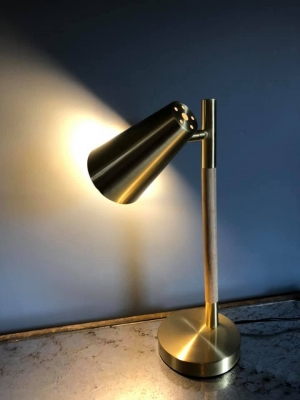 Gold Metal & Wood Lamp Image