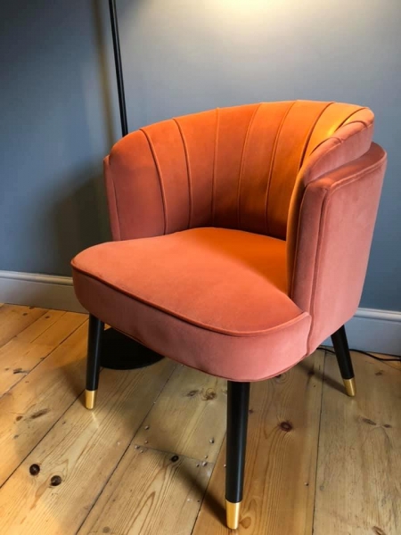 Matt Coral Velvet Chair Image