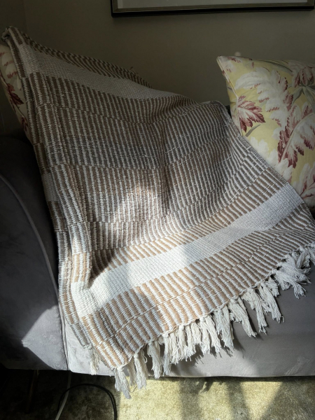 Cream, Grey, Taupe Throw Image