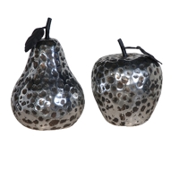 Set of 2 Hammered Silver Effect Pear&Apple Image