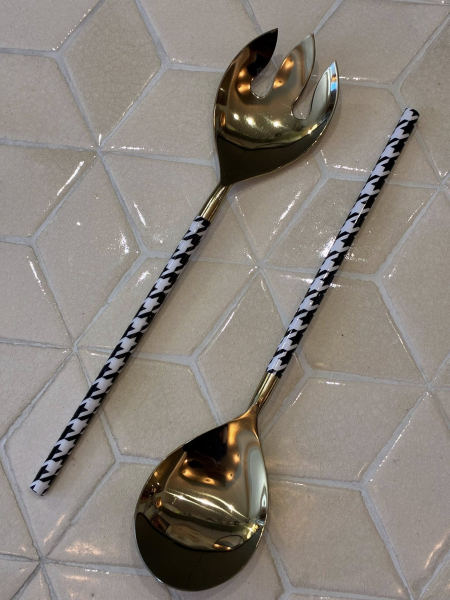 BLK & White Salad Servers Image