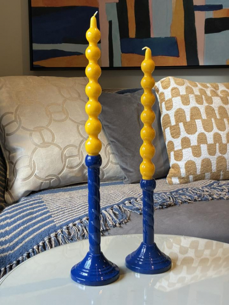 Tall Navy Candle Stick Image