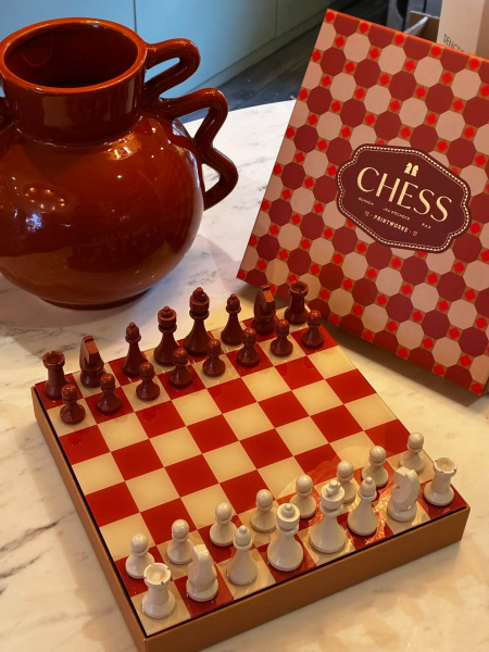 Terracotta & Cream Chess Coffee Table Book Image