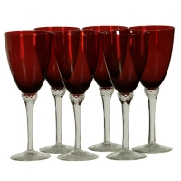 S/6 RED GLASS WINE GLASSES Image
