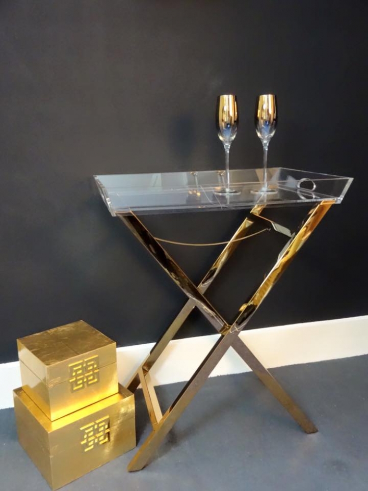 Isabella Gold Acrylic Tray Table Interior Designs Sussex