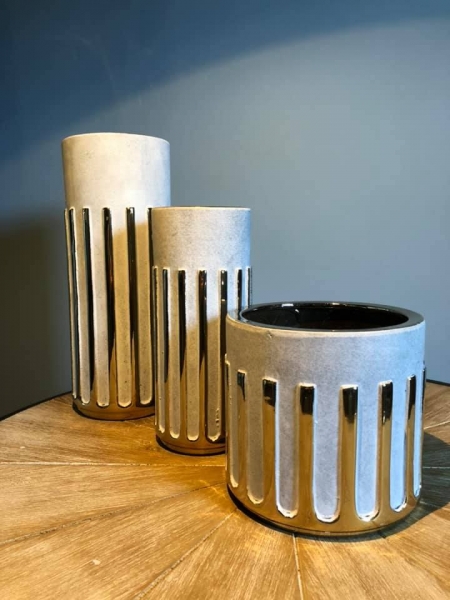 Cement Grey & Gold Planter Image