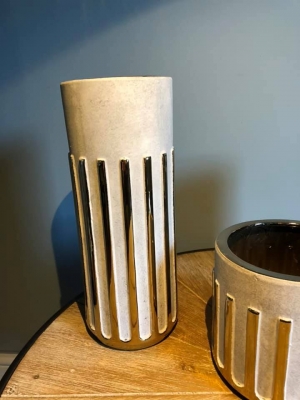 Cement Grey & Gold Vase L Image