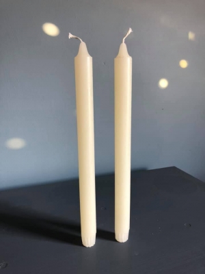 2 Off White Dinner Candles Image