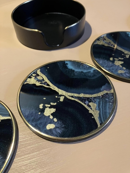 Set of 4 Teal Midnight Coasters Image