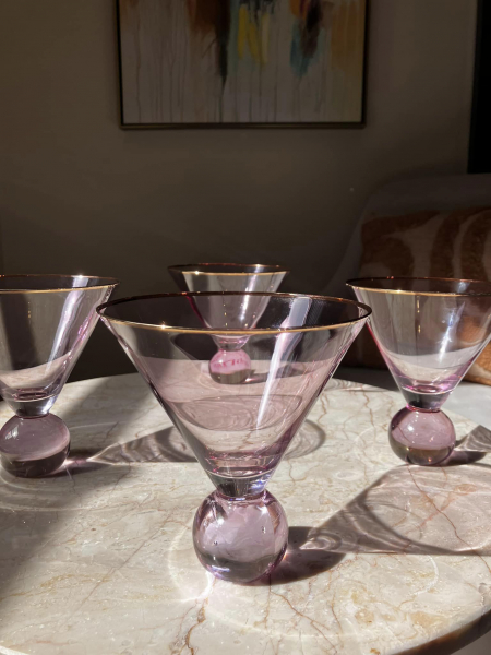 Set of 4 Pink Bobble Cocktail Glasses Image